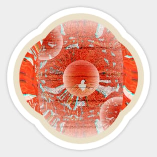 Psychedelic Red bird in Water design Sticker